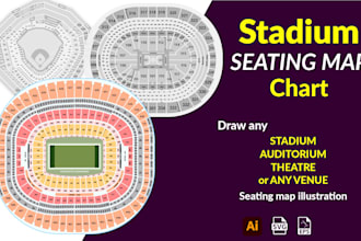 draw any stadium, auditorium seating map illustration