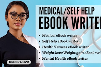ghostwrite medical health, self help ebook writer, amazon kdp journal design