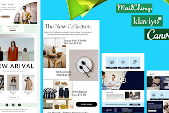 design editable mailchimp, klaviyo email marketing template and klaviyo flows