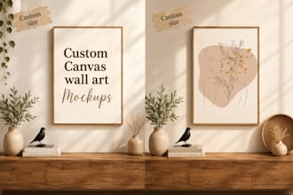 place your product photo, image or wall art design into realistic frame mockups