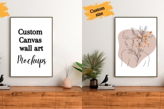 place your product photo, image or wall art design into realistic frame mockups