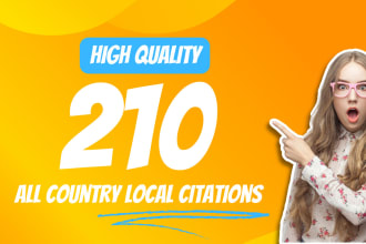 high quality 210 all countries local citations and directories