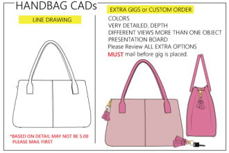 create fashion handbags accessories, luggage as flats or 3d