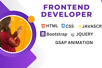 create animated website using HTML5, css3, javascript, reactjs, tailwindcss
