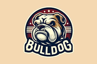 design outstanding bull dog mascot logo with my on creativity