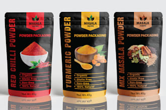 do innovative pouch bag, supplement label and juice label design for you