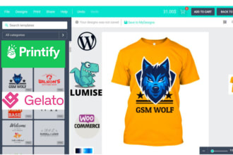 design tshirt printing website using lumise with printify, gelato