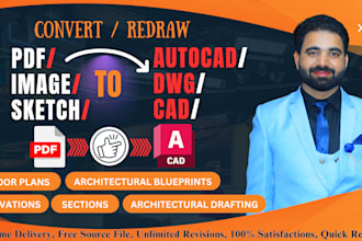 convert pdf, image, sketch drawings to autocad, dwg, cad scaled