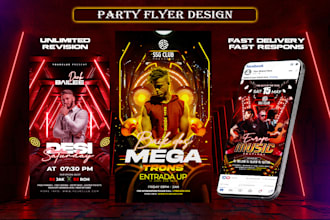 create an eyecatching amazing club, party, event,  professional creative flyer
