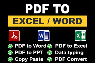 do convert PDF to excel, word and data entry