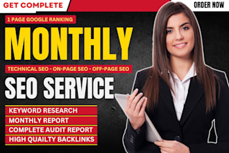 do complete monthly website on page technical and off page SEO backlinks service