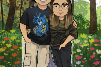 make cartoon illustration for couple