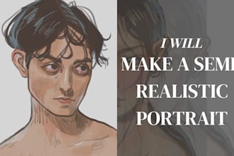 make a semi realistic portrait in my style for you