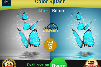 create black and white your photo and add a color splash effect