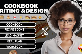 write design cookbook recipe book meal plan workbook lead magnet and book cover