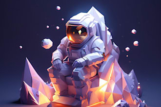 create origami 3d in ethereal low poly model