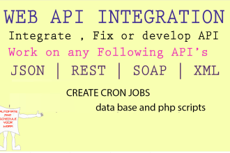integrate API , fix or develop rest, json, xml and soap API