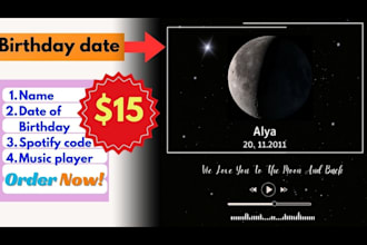create personalized moon art with date of birth unique gift design