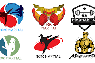 do logo for martial arts, jiu jitsu, karate, muay thai, kickboxing, fitness, gym