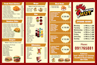 design all sized editable restaurant menu