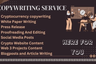 cryptocurrency, web 3 copywriting, proofreading, web contents, social media post