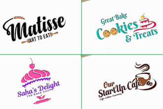 create bakery desserts, donation, cup cake and coffee logo