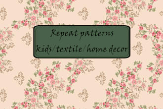 do seamless textile pattern, photo editing, mapping and apparel design