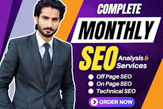 do monthly website on page technical and off page SEO dofollow backlinks service