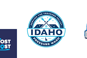create a contemporary cleaning logo that uses pressure and power washing