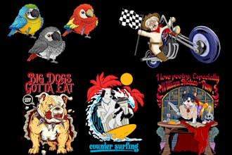 make your lovely pet into illustration for shirt and merch