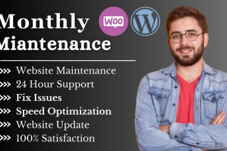 do monthly wordpress website maintenance, security, support, updates,  and help
