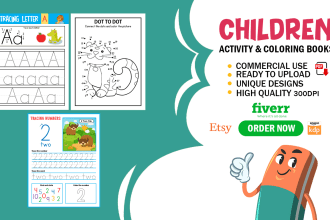 do custom kids activity book, worksheets for kindergarten, kids worksheets