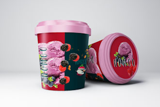 design ice cream cups and frozen food label and packaging
