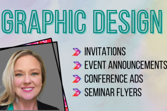 design invite, event announcement, seminar or conference ad