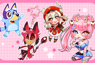 draw you cute chibi design for your pfp picture, keychain, sticker, fanart