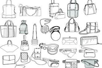 create bag design, backpack, handbag, purse, duffle bag, bag tech pack