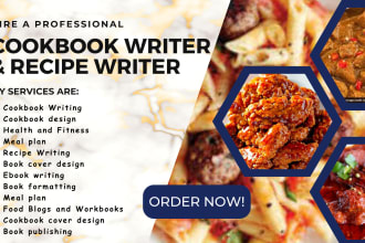 be your cookbook writer, recipe book, meal plan, ebook writer, ebook ghostwriter