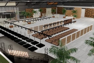 design a 3d event floorplan,exhibition, stage,booth with 1 free floorplan design