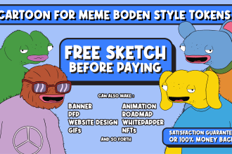 create boden style meme tokens for, website design, banner, gif, nft, sticker