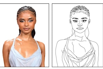 draw line art portrait from any image