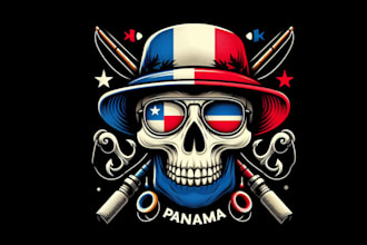 design super panama flag as skulls mascot logo  in 12 hours