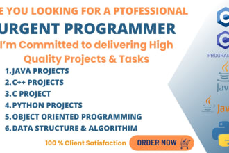 do your urgent programming tasks and projects in c cpp java and python