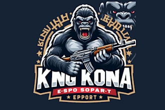 design realistic king kong gorilla esport mascot logo with creative concepts
