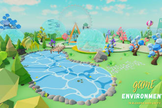 design lowpoly 3d game environment for your game in unity and blender