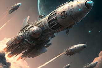 design a spaceship, sci fi illustration and sci fi art