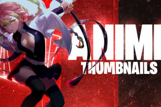 design premium anime youtube thumbnail for video or amv