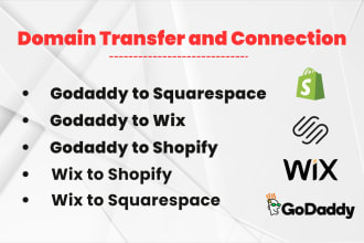 connect, transfer, manage domain to shopify, wix, squarespace, wordpress, email