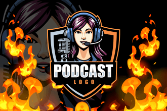 creative unique podcast logo design or podcast cover art