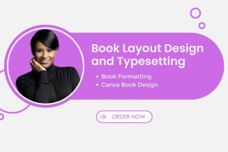 do canva book design, ebook layout design or book formatting