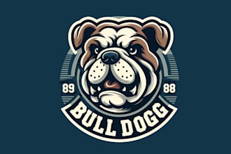 design creative bull dog head mascot logo in very short time